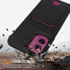 For Motorola Moto G55 Integrated Card Bag Solid Color Liquid Silicone Phone Case with Lanyard(Black) - 2