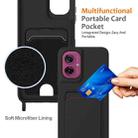 For Motorola Moto G55 Integrated Card Bag Solid Color Liquid Silicone Phone Case with Lanyard(Black) - 3