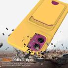 For Motorola Moto G55 Integrated Card Bag Solid Color Liquid Silicone Phone Case with Lanyard(Yellow) - 2