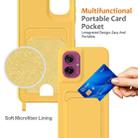 For Motorola Moto G55 Integrated Card Bag Solid Color Liquid Silicone Phone Case with Lanyard(Yellow) - 3