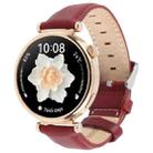 14mm Silver Steel Buckle Genuine Leather Watch Band Wristband(Wine Red) - 1