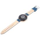 22mm Silver Steel Buckle Genuine Leather Watch Band Wristband(Blue) - 3