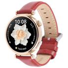 22mm Silver Steel Buckle Genuine Leather Watch Band Wristband(Red) - 1