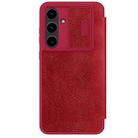 For Samsung Galaxy S24 FE 5G NILLKIN QIN Series Pro Sliding Camera Cover Design Leather Phone Case(Red) - 1