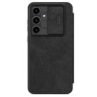 For Samsung Galaxy S24 FE 5G NILLKIN QIN Series Pro Sliding Camera Cover Design Leather Phone Case(Black) - 1