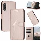 For Rakuten Hand Triangle Pattern Buckle Clasp Leather Phone Case(Rose Gold) - 1