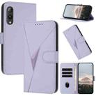 For Rakuten Hand Triangle Pattern Buckle Clasp Leather Phone Case(Light Purple) - 1