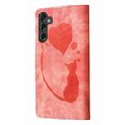 For Samsung Galaxy S25+ 5G Pen Heart Cat Embossed Leather Phone Case(Orange) - 3