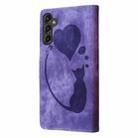 For Samsung Galaxy S25+ 5G Pen Heart Cat Embossed Leather Phone Case(Purple) - 3