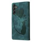 For Samsung Galaxy S25+ 5G Pen Heart Cat Embossed Leather Phone Case(Green) - 3