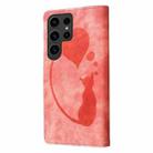 For Samsung Galaxy S25 Ultra 5G Pen Heart Cat Embossed Leather Phone Case(Orange) - 3