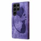 For Samsung Galaxy S25 Ultra 5G Pen Heart Cat Embossed Leather Phone Case(Purple) - 3