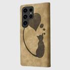 For Samsung Galaxy S25 Ultra 5G Pen Heart Cat Embossed Leather Phone Case(Apricot) - 3