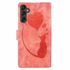 For Samsung Galaxy S25 FE 5G Pen Heart Cat Embossed Leather Phone Case(Orange) - 3