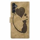 For Samsung Galaxy S25 FE 5G Pen Heart Cat Embossed Leather Phone Case(Apricot) - 3