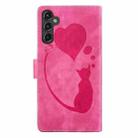 For Samsung Galaxy S25 FE 5G Pen Heart Cat Embossed Leather Phone Case(Pink) - 3