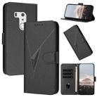 For Fujitsu Arrows F-01L F-42A  Triangle Pattern Buckle Clasp Leather Phone Case(Black) - 1