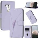 For Fujitsu Arrows F-01L F-42A  Triangle Pattern Buckle Clasp Leather Phone Case(Light Purple) - 1