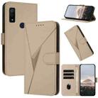 For Fujitsu Arrows WE F-51B Triangle Pattern Buckle Clasp Leather Phone Case(Gold) - 1