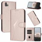 For Fujitsu Arrows U 801FJ Triangle Pattern Buckle Clasp Leather Phone Case(Rose Gold) - 1