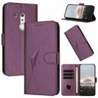 For Fujitsu Arrows BE3 F-02L Triangle Pattern Buckle Clasp Leather Phone Case(Dark Purple) - 1