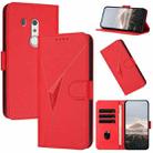 For Fujitsu Arrows BE3 F-02L Triangle Pattern Buckle Clasp Leather Phone Case(Red) - 1