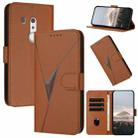 For Fujitsu Arrows BE3 F-02L Triangle Pattern Buckle Clasp Leather Phone Case(Brown) - 1