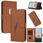 For Fujitsu Arrows Be4 Plus F-41B Triangle Pattern Buckle Clasp Leather Phone Case(Brown) - 1