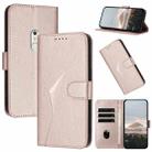 For Fujitsu Arrows Be4 Plus F-41B Triangle Pattern Buckle Clasp Leather Phone Case(Rose Gold) - 1