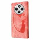 For Redmi 14C 4G Pen Heart Cat Embossed Leather Phone Case(Orange) - 3