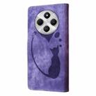 For Redmi 14C 4G Pen Heart Cat Embossed Leather Phone Case(Purple) - 3