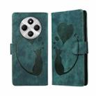 For Redmi 14C 4G Pen Heart Cat Embossed Leather Phone Case(Green) - 1