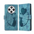 For Redmi 14C 4G Pen Heart Cat Embossed Leather Phone Case(Blue) - 1