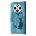 For Redmi 14C 4G Pen Heart Cat Embossed Leather Phone Case(Blue) - 3