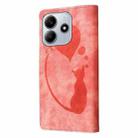 For Redmi Note 14 5G Pen Heart Cat Embossed Leather Phone Case(Orange) - 3