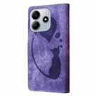 For Redmi Note 14 5G Pen Heart Cat Embossed Leather Phone Case(Purple) - 3