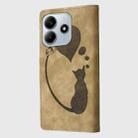 For Redmi Note 14 5G Pen Heart Cat Embossed Leather Phone Case(Apricot) - 3