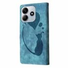 For Redmi Note 14 5G Pen Heart Cat Embossed Leather Phone Case(Blue) - 3