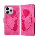 For Redmi Note 14 5G Pen Heart Cat Embossed Leather Phone Case(Pink) - 1