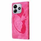 For Redmi Note 14 5G Pen Heart Cat Embossed Leather Phone Case(Pink) - 3