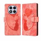 For Redmi Note 14 Pro 5G Pen Heart Cat Embossed Leather Phone Case(Orange) - 1