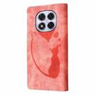 For Redmi Note 14 Pro 5G Pen Heart Cat Embossed Leather Phone Case(Orange) - 3
