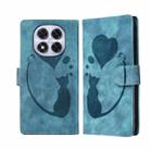 For Redmi Note 14 Pro 5G Pen Heart Cat Embossed Leather Phone Case(Blue) - 1