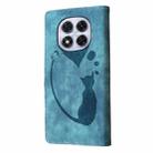 For Redmi Note 14 Pro 5G Pen Heart Cat Embossed Leather Phone Case(Blue) - 3