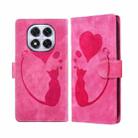 For Redmi Note 14 Pro 5G Pen Heart Cat Embossed Leather Phone Case(Pink) - 1