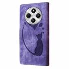 For Redmi A4 5G Pen Heart Cat Embossed Leather Phone Case(Purple) - 3