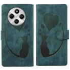 For Redmi A4 5G Pen Heart Cat Embossed Leather Phone Case(Green) - 1