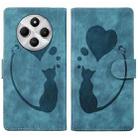 For Redmi A4 5G Pen Heart Cat Embossed Leather Phone Case(Blue) - 1