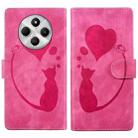 For Redmi A4 5G Pen Heart Cat Embossed Leather Phone Case(Pink) - 1