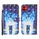 For iPhone 12 mini 3D Painted Pattern Horizontal Flip Leather Case with Holder & Wallet & Card slot & Lanyard(Lion) - 1